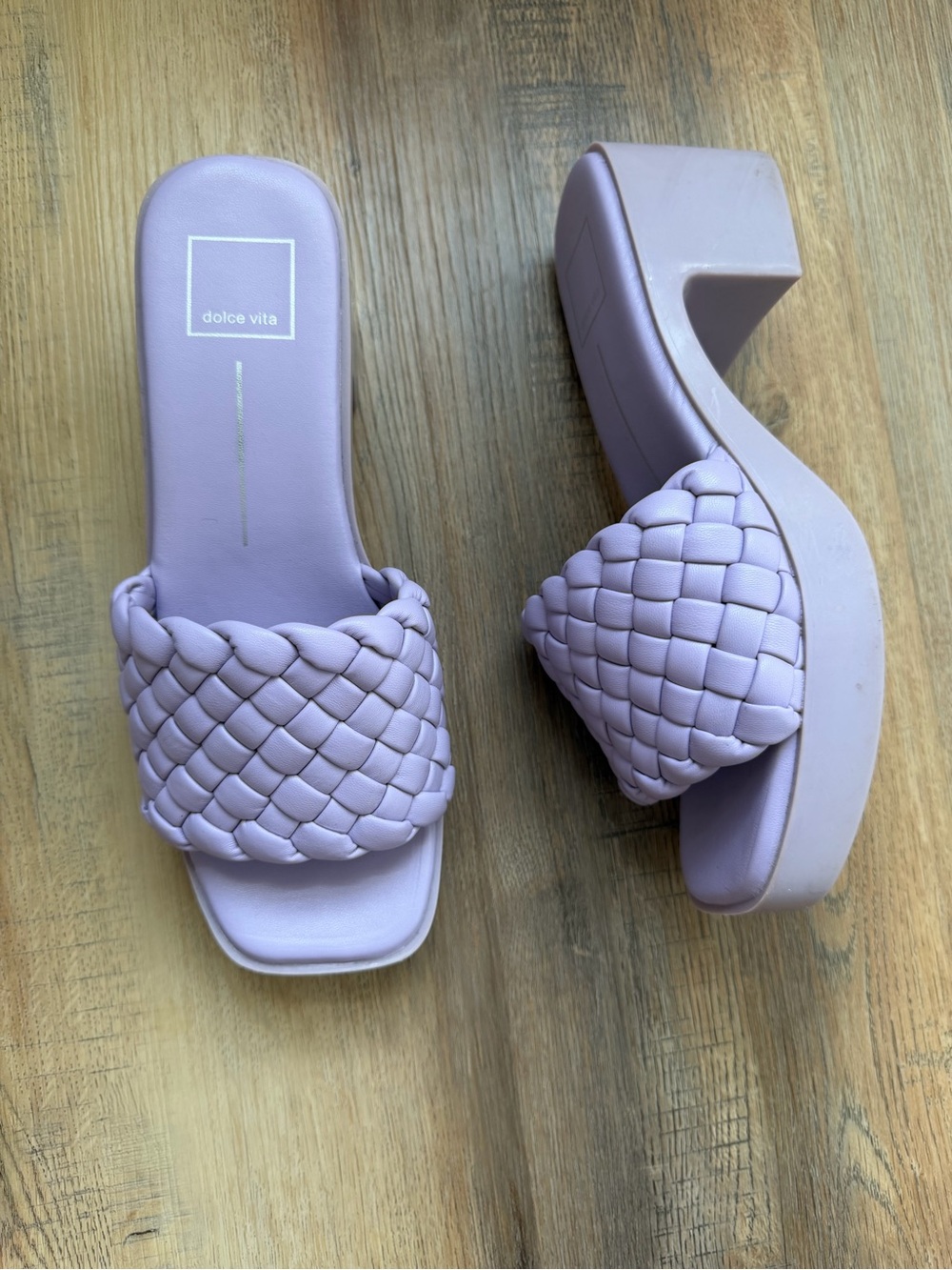 Dolce Vita Lavender Woven Platform Slide Sandals